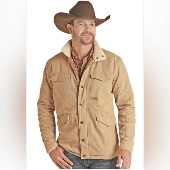 Powder River Outfitters Men's tan Canvas jacket with Berber Lining